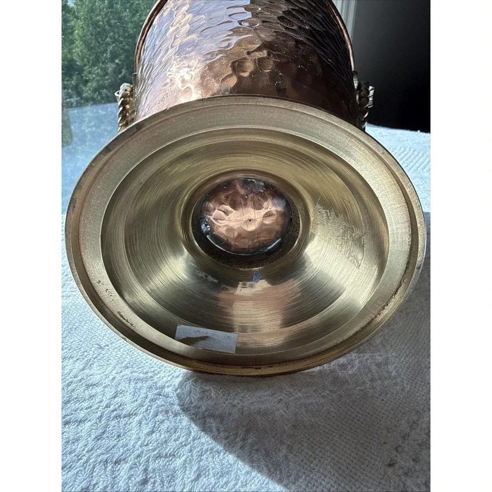Vintage‎ Hammered Copper & Brass Ice Champagne Bucket Rope Handles